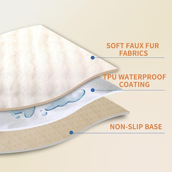 Waterproof Dog Bed Cover Non Slip Couch Covers for Dogs Washable Soft Faux Fur Sofa Cover Couch Covers for 3 Cushion Couch Sofa Pet Friendly (Off White, 24" x 24" 2 Pack) - Image 5