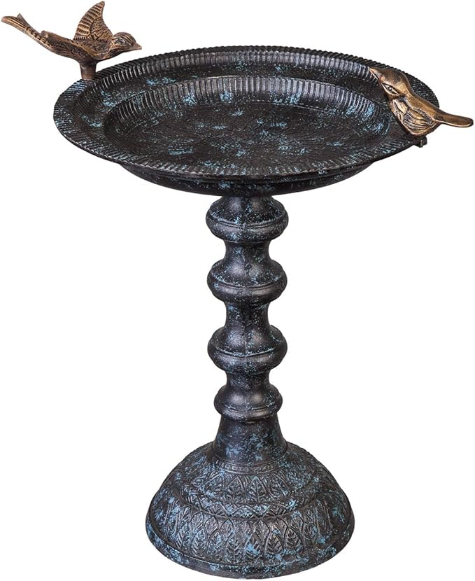 Evergreen Garden Hummingbird Bird Baths for Outdoors Heavy Duty | Metal Bird Bath Bowl with Stand | Ground Standing Bird Bath and Feeder for Garden Yard Deck by EvergreenGarden