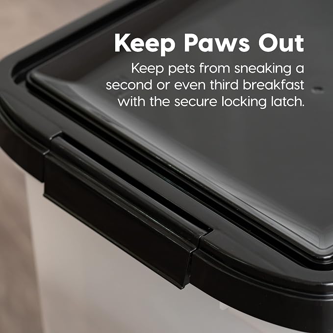 IRIS USA Dog Food Storage Container 50 lbs, with Removable Rolling Wheels, for Dog Cat Bird and Other Pets, Food Storage Bin, Keep Fresh, Made in USA, Pearl/Black - Image 6