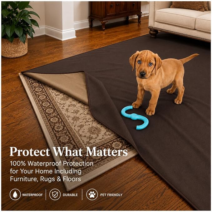 Mambe 100% Waterproof Furniture Cover for Dogs & Cats, Incontinence Protector for Bed Sofa Couch Recliner, Soft Washable Microfleece Blanket, 70x120, Chocolate-Cappuccino - Image 6