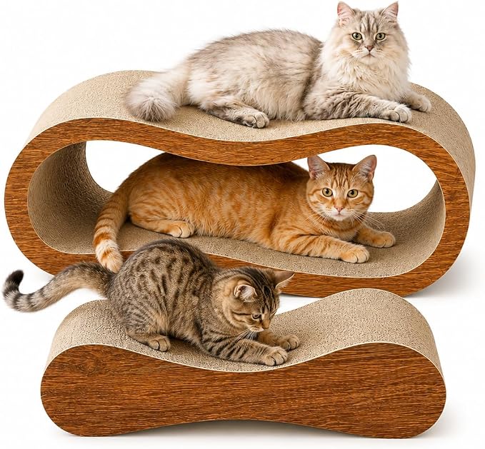 Simple Deluxe 2 In1 Cardboard Cat Scratcher,Large Scratching Board for Scraching & Napping, 100% Recyclable & Reversible Horizontal Scratch Pad Couch Lounger for Cats, 27.56 x9.45 x8.86 inch by SimpleDeluxe