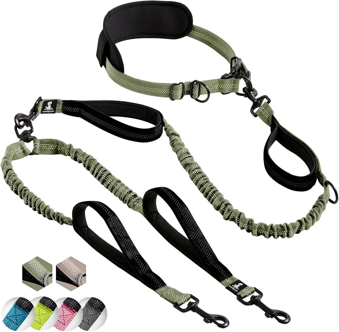 SparklyPets - Hands Free Dog Leash with Reflective Stitches - Waist Leash for Medium & Large Dogs Walking, Hiking, Training, Jogging, Canicross, Running by SparklyPets