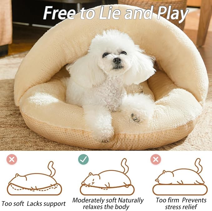 Romaneco Bed for Dog and Cat, Pet Bed, Ultra Soft Cute Plush Slipper Cat Cave Bed, Anti Slip Warm Pet House Nest, Self-Warming, Ideal for Indoor Use - Fits up to 25lbs (30"X22", L, Green) - Image 5