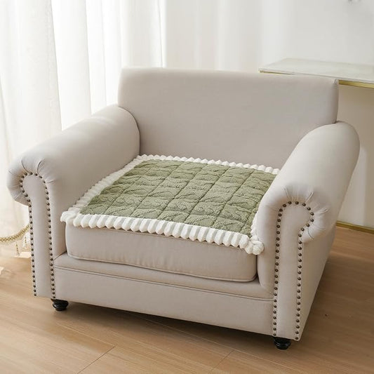 Fuzzy Couch Covers for Dogs, Non Slip Thick Dog Couch Cover Protector, Plush Pet Couch Covers for Sofa Washable, Soft Sofa Cushion Slipcovers Pet Friendly(1PC, Green, 27.6”x27.6”) by PJLZJFBY