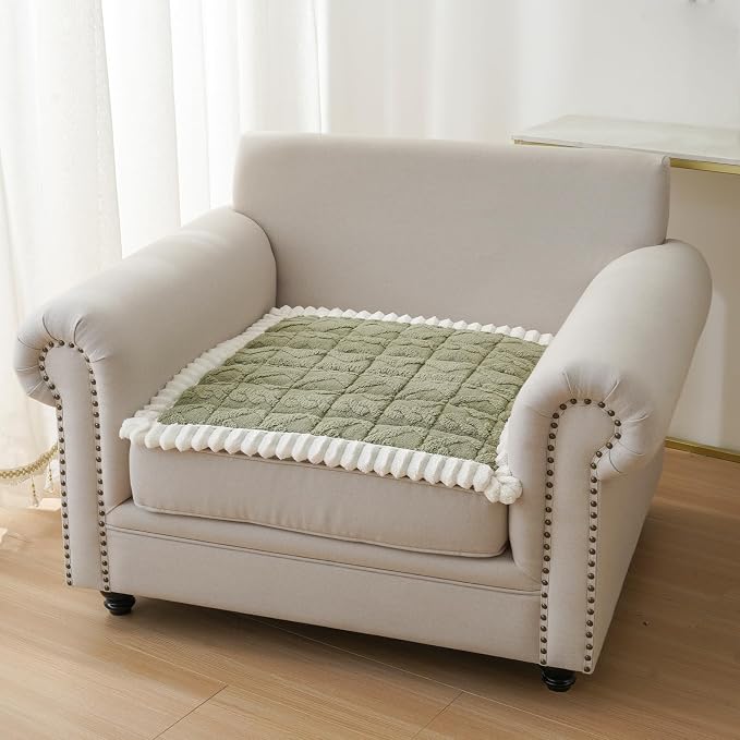 Fuzzy Couch Covers for Dogs, Non Slip Thick Dog Couch Cover Protector, Plush Pet Couch Covers for Sofa Washable, Soft Sofa Cushion Slipcovers Pet Friendly(1PC, Green, 27.6”x27.6”) - Image 8