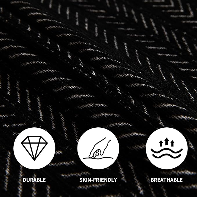 Sofa Covers for 2 Cushion Couch Sofa, Loveseat Non Slip Couch Cover Chenille Strip Couch Throw Blankets with Tassels, Sectional Sofa Slipcovers Furniture Protector for Pets, Kids 71"x118", Black - Image 5