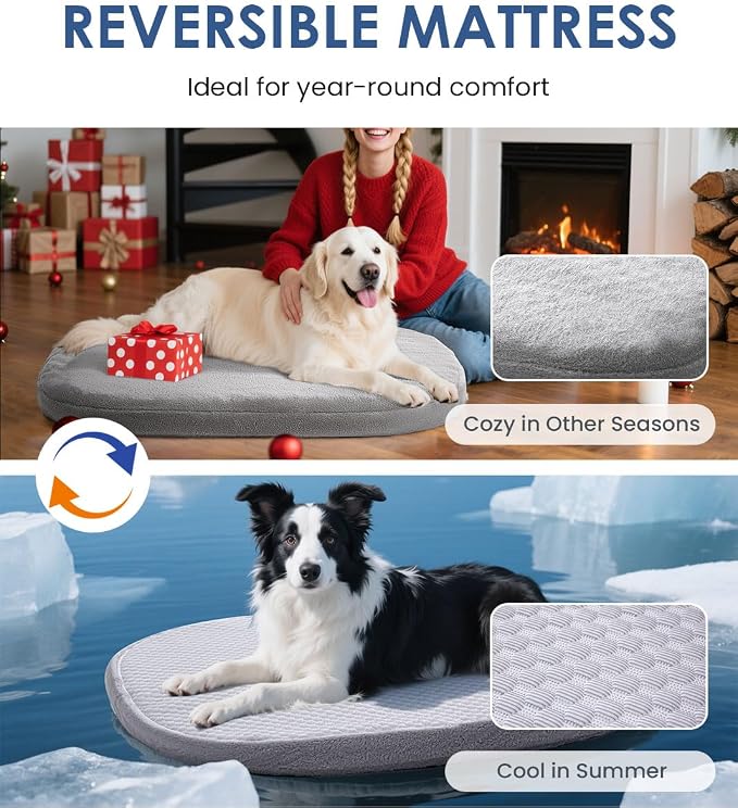 Orthopedic Dog Bed for Extra Large Dogs, Pet Sofa Bed, XXL, Gray | Orthopedic egg crate foam, 4-sided bolster support, anti-slip bottom, pet sofa bed for extra large dogs - Image 2