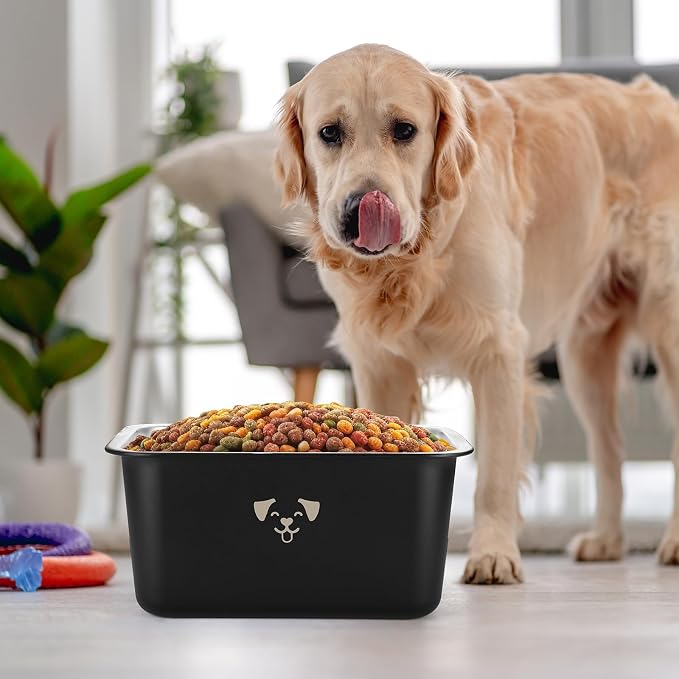 Sweetude 4 Pcs Stainless Steel Dog Bowls Bulk High Capacity Metal Dogs Food and Water Bowls for Large Dogs Pets(Black,2.64 Gallon) - Image 6