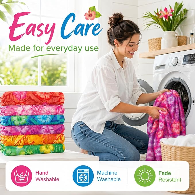 6 Pack Microfiber Beach Towel Set 32x71 Oversized Extra Large Swim Pool Towel Soft Fiber Beach Towels Set Bath Blanket for Summer Travel Spa Swim Accessories Vacation Essential Gift(Tropical Flowers) - Image 4