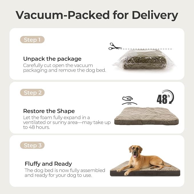 44" Indestructible Dog Bed for XXL Dogs – Chew-Proof Pet Mat with Double-Sided Plush & Waterproof Liner, Tough Crate Mat with Egg-Crate Foam Support, Indoor & Outdoor Use, Brown - Image 7