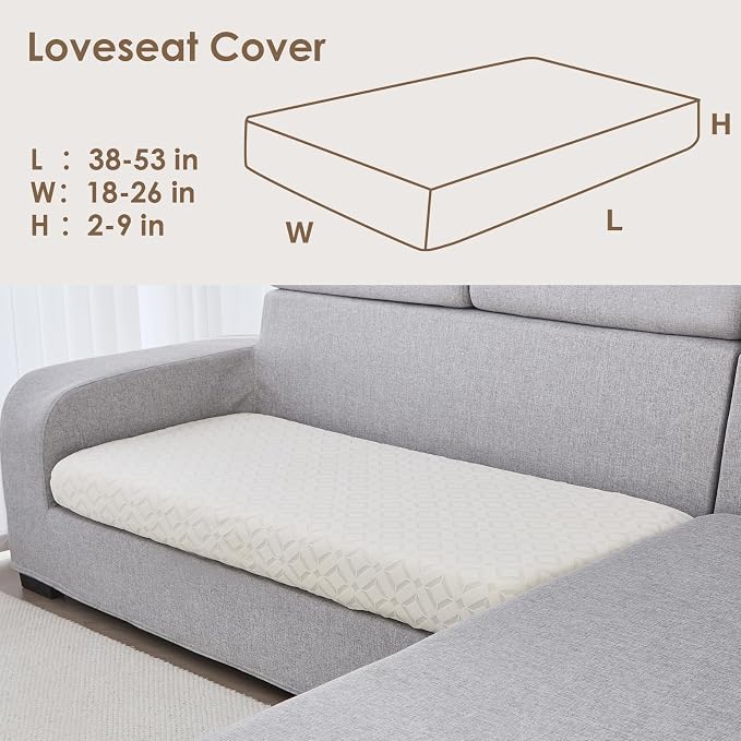 Genina Waterproof Couch Cushion Covers for Pets Washable Sofa Seat Covers | Non Slip,Stretch Jacquard Fabric,Pet Hair & Scratch Protection,Easy Installation,Furniture Protector,Loveseat Cover - Image 6