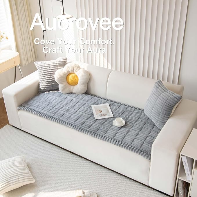 Couch Cover for Dogs Washable, Non Slip Sofa Covers for Pets 3 Cushion Couch Sofa, Sectional Slipcover Furniture Protector (1 PCS 27.5"x82" Light Grey) - Image 3