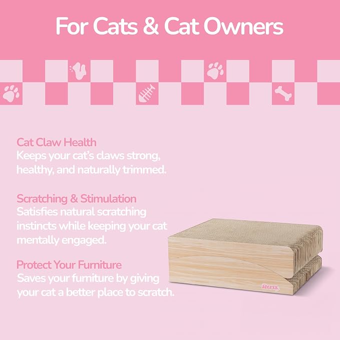 Eero 32" Modern Foldable Lounge Cat Scratcher with Catnip, Large Corrugated Cardboard Sofa Scratching Pad for Indoor Cats, Oak Wood, Oak Wood Finish CSR1011D - Image 5