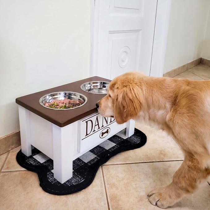 Elevated Dog Bowls, Personalized Raised Dog Bowl Stand for Medium Dogs | Farmhouse Style, Elevated Wood Stand, Storage Container, Stainless Steel Bowls, Raised Anti-Slip Feeder, Made in USA - Image 4