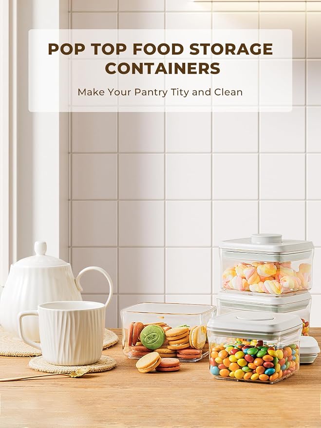 Small Airtight Container, 0.3Qt Mini Snack Jar with Pop-Top Lid | BPA-Free Stackable Food Storage for Candy, Nuts, Dog Treats, Brown Sugar, Tea Bags, Spices and Everyday Pantry Essentials - Image 2