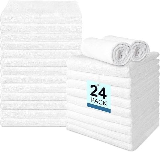 UNIMADE 24 Pack Hand Towels Set - Highly Absorbent and Quick Drying Microfiber Gym Towels, Premium Wash Cloths for Bathroom, Salon, Gym, Shower, Hotel, and Spa - 16x27 inch (White) | Quick Drying Premium Wash Cloths for Bathroom, Salon, Gym, Shower, Ho... by Unimade