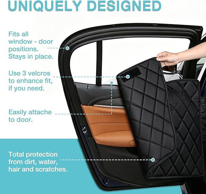 Back Seat Extender for Dogs + 2 Dog Seat Belts, Waterproof Heavy Duty Hard Bottom Car Seat Cover for Dogs with Door Protector Cover & Mesh Window | Dog Hammock for Car Pet Seat Protector for Car/Suv - Image 4