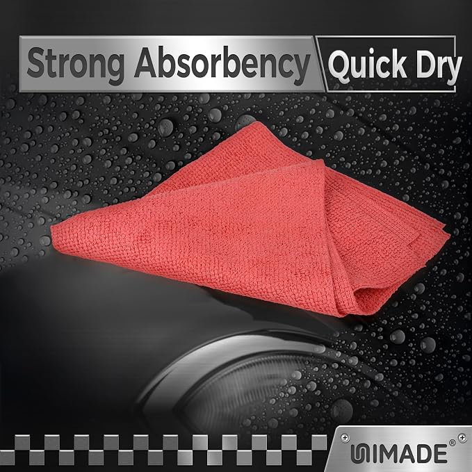 UNIMADE Shop Towels, 400 Pack Commercial Grade Work Rags Microfiber Towels | for Cars Cleaning Rag Bulk Detailing Cloth for Automotive Bar Mechanic Restaurant Garage Housekeeping, 11.5"x 11.5", Red - Image 6