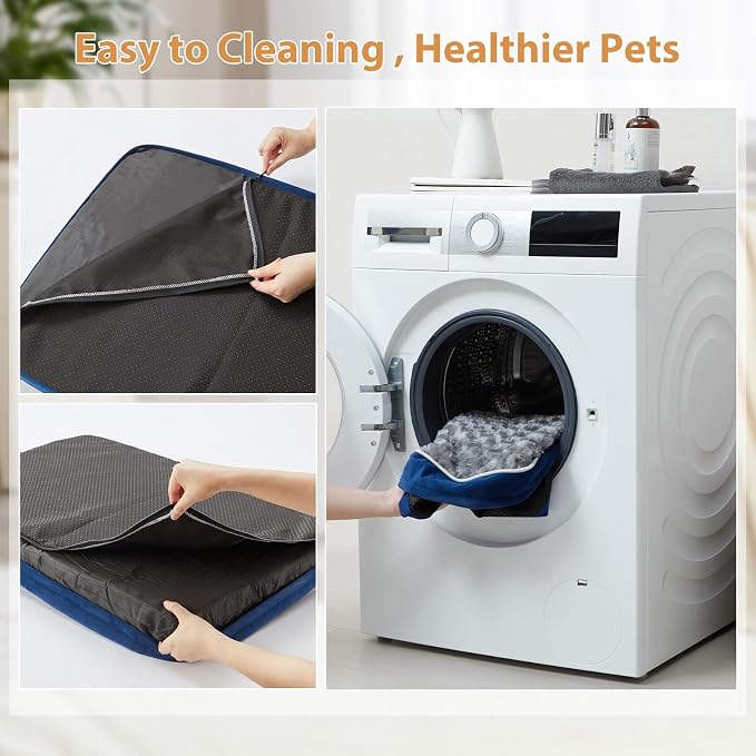 WNPETHOME Orthopedic Large Dog Bed, Extra Large Waterproof Dog Bed with Removable Washable Cover & Anti-Slip Bottom,Egg Crate Foam Pet Bed Mat,Soft Rose Plush Pet Crate Mat - Image 5