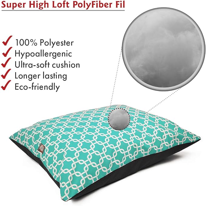 Majestic Pet Rectangle Medium Non Slip Comfy Dog Bed - Super Value Pillow - Dog Crate Kennel Bed for Sleeping - Medium Breed 35 x 28 Inch - Links Teal - Image 3