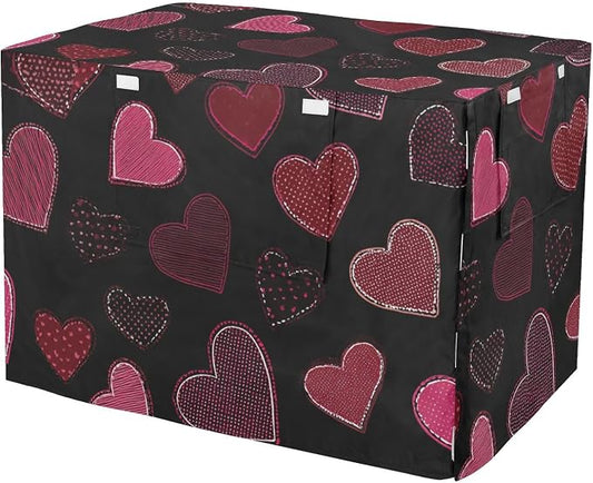 Dog Crate Cover Kennel Cover for Dog Cages Breathable for Wire Cage Indoor Outdoor Black Striped Heart by QwThum