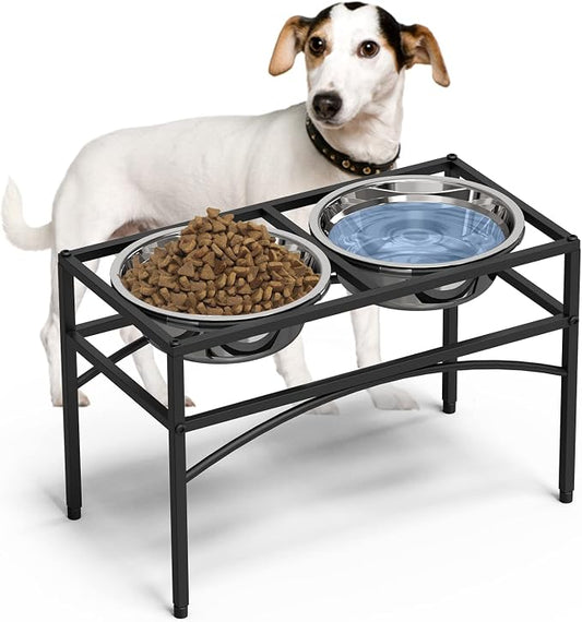 LUEXBOX Dog Bowls, Raised Pet Feeder with Stand, Stainless Steel, 10.5 inch Height, Medium or Large Breeds by LUEXBOX