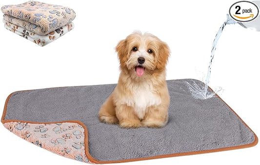 YUEPET 2 Pack Waterproof Dog Blankets, Puppy Blankets for Small Dogs & Cats | Machine Washable, Waterproof Inner Layer, Sofa Bed Protector, Soft Reversible Fleece Flannel, 30 x 20 in, White Coffee by YUEPET