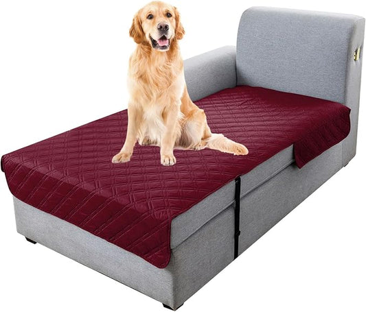 Genina L Shape Couch Cover, Sectional Couch Chaise Covers, Waterproof Washable Sofa Covers for Left L Shape Chaise Lounge, Anti-Slip Sofa Slipcovers for Dogs Cats Pet Friendly (Burgundy) by Genina