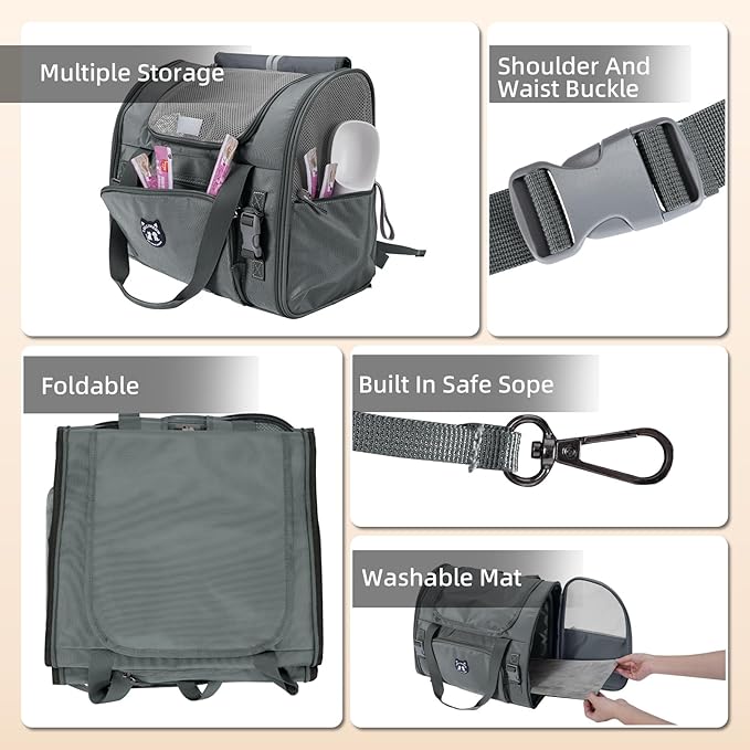 Lollimeow Expandable Cat Carrier Backpack for Large Cats - Airline Approved Pet Carrier Backpack for Small Dogs, Hiking & Travel, Waterproof with Breathable Mesh, 22lbs Capacity (Dark Grey, Large)