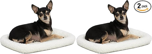 MidWest Homes for Pets QuietTime XXS Dog Bed – White Fleece Bolster, Ultra-Soft and Machine Washable, Fits 18-Inch Crates and Carriers, for Small Dogs and Cats (Pack of 2) by MidWestHomesForPets
