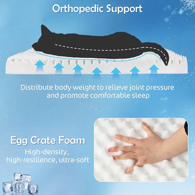 Q-Max>0.4 Cooling Dog Bed, 44" x 32" Cooling Bed for Dog Large, Grey | Orthopedic Dog Beds, Waterproof Removable Washable Cover, Egg Crate Foam, Anti-Slip Bottom, Non-Gel - Image 5