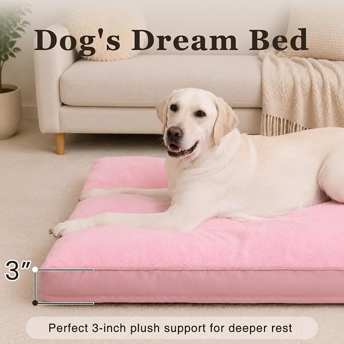 NUPIDA Waterproof Medium Dog Bed for Crate with Washable Cover, 29x18, Pink | TPU Waterproof Layer, Easy Clean Cover, Soft Plush Surface, Durable Oxford fabric, Non-Slip Bottom, For Medium Breeds ≤30lbs - Image 2