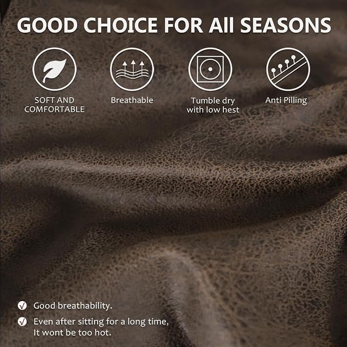 ANARACHON Leather Look Couch Cushion Covers Sofa Seat Slipcovers Sets Couches Furniture Protector for Sectional Armchair Loveseat Pets Kids Stretch Spandex Fabric (3 T-Cushion Sofa, Brown) - Image 5