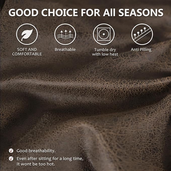 ANARACHON Leather Look Couch Cushion Covers Sofa Seat Slipcovers Sets Couches Furniture Protector for Sectional Armchair Loveseat Pets Kids Stretch Spandex Fabric (1 T-Cushion loveseat, Brown) - Image 5