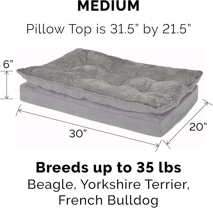 Furhaven Replacement Dog Bed Cover Minky Plush & Suede Pillow Top Mattress, Machine Washable - Titanium Gray, Medium - Image 3