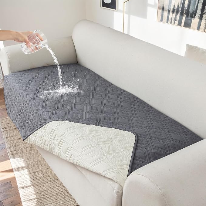 Genina 100% Waterproof Couch Cover for 4 Cushion for Dogs, Anti-Slip Sofa Covers Washable Couch Covers for Sectional L Shape Furniture Cover, 1 Piece (Dark Gray, Sofa X-Large) by Genina