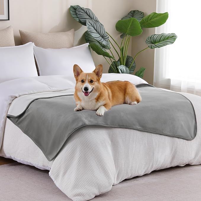 Waterproof Blanket 30"x40" for Dogs Cats, Grey/Light Grey | Reversible Waterproof Bed Cover for Pets, Soft Leakproof Blanket for Bed Couch Sofa, Furniture Protector - Image 4