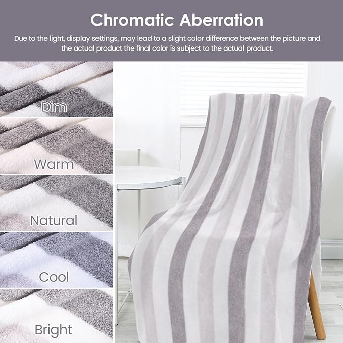 JML Bath Towels, Pack of 4, 30"x60", Large Microfiber Towel Set, Ultra Soft, Super Absorbent, Fast Drying, Perfect for Suana, Shower, Pool, Sport, Travel, Fitness, SPA,Yoga, Cabana Stripe Grey - Image 8