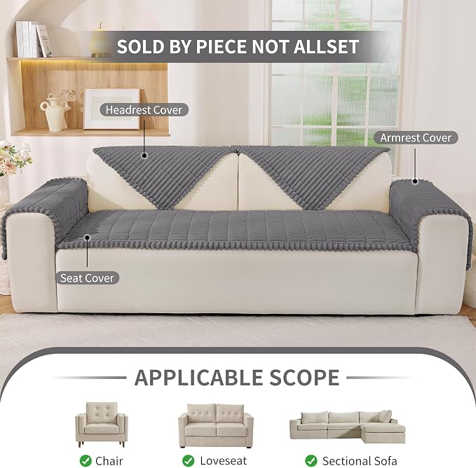 Fuzzy Pet Couch Covers for Dogs Washable, Thick Couch Covers for 2 Cushion Sofa Pet Friendly, Non Slip Plush Dog Couch Cover for for Sectional, Loveseat (Charcoal Gray, 27.6" x 59") - Image 3