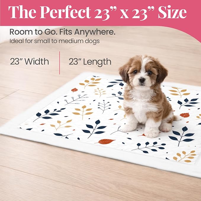 Pupiboo Disposable Dog and Cat Training Pads – Leaves Pattern, Highly Absorbent Pee Pads, Leak Proof Backing, Pheromonal Attractant for Housebreaking & Potty Training – 23x23 in (100 Count) - Image 4