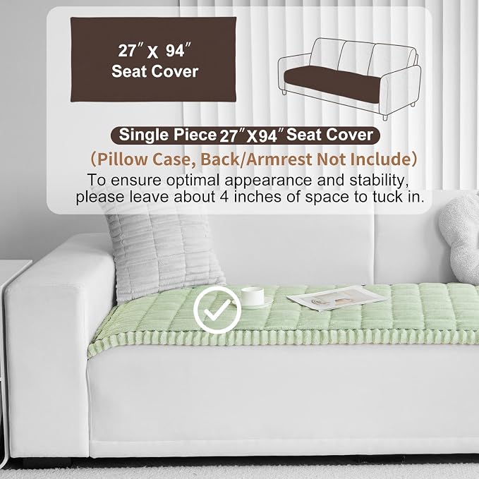 Couch Cover for Dogs Washable, Non Slip Sofa Covers for Pets 3 Cushion Couch Sofa, Sectional Slipcover Furniture Protector (1 PCS 27.5"x94" Green) - Image 2