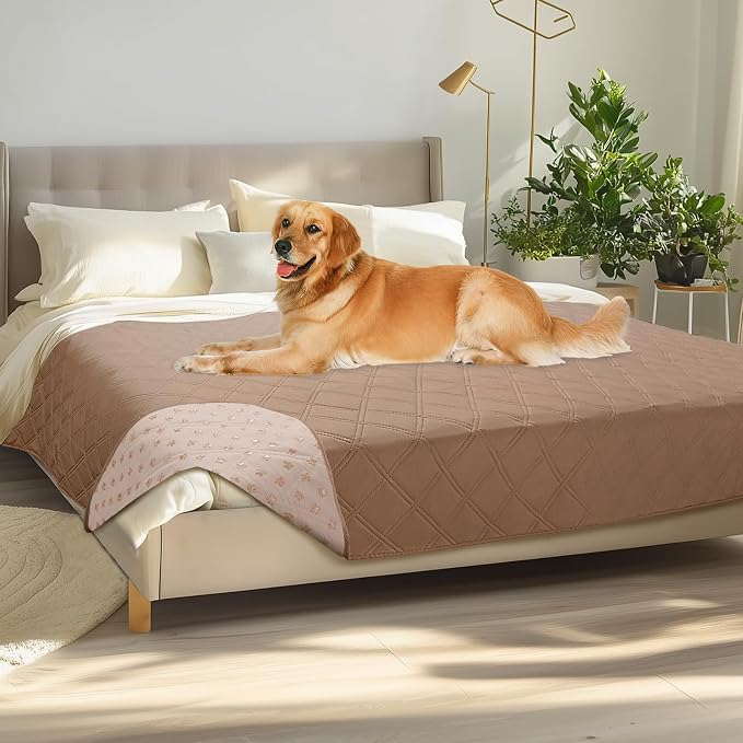 Luciphia Waterproof Couch Cover for Dogs, Non-Slip Pet Sofa Protector | Non-slip waterproof couch cover scratch-resistant machine washable protects sofa bed from spills fur, Light Brown, 68" x 82" by luciphia
