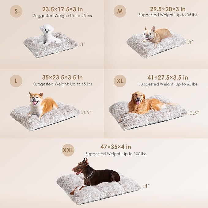 EHEYCIGA Fluffy Dog Crate Bed for Large Dogs, Plush Faux Fur Pad, Brown | Calming Anti Anxiety Large Dog Crate Bed, Washable Soft Warm Mat with Non-Slip Bottom - Image 5