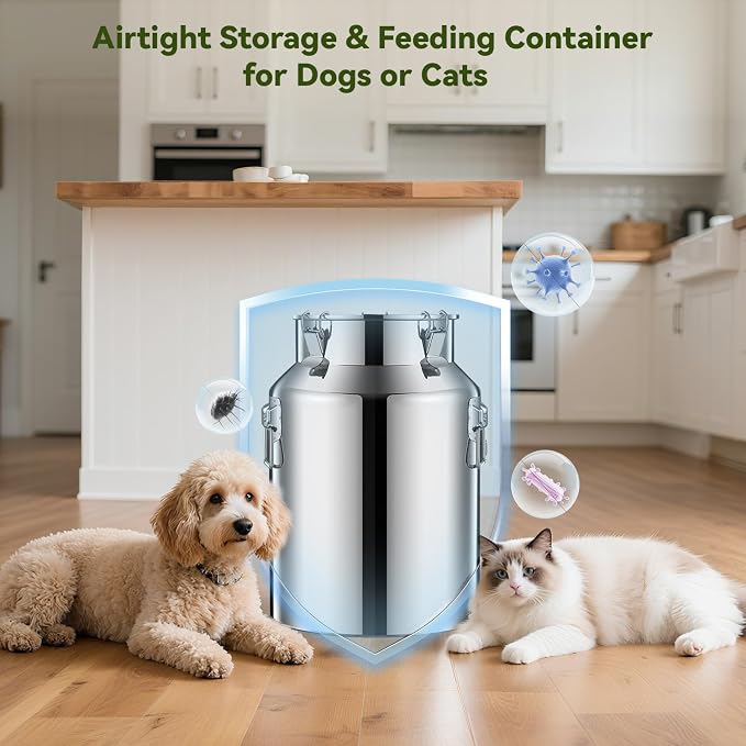 Newget 13lb Stainless Steel Dog Food Storage Container, Metal Pet Storage Container with Airtight Hangable Lid to Keep Food Fresh, Large Cat Food Storage Container with Scoop to Easily Clean - Image 4