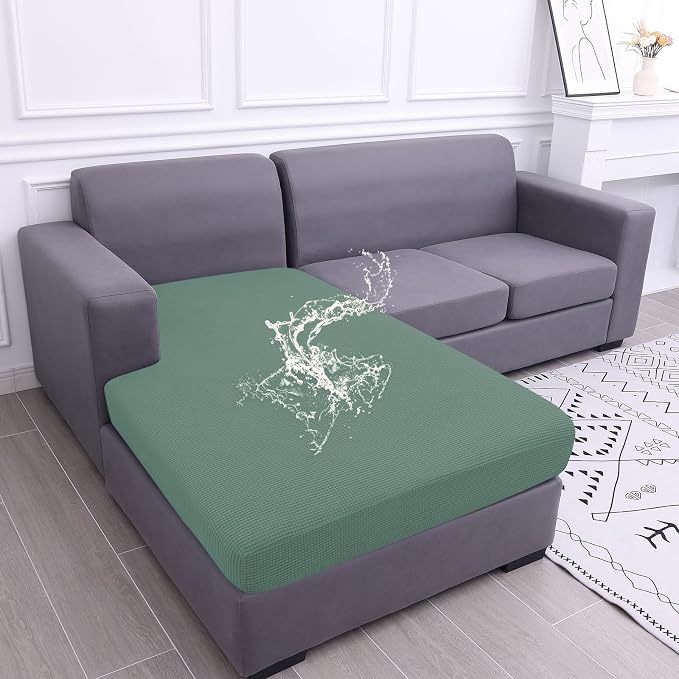 hyha Waterproof Sectional Couch Covers, Non Slip Sofa Cushion Covers | L Shape Sectional Fit, Stretch Jacquard Fabric, Elastic Bottom, Waterproof Protection (1 Piece for Chaise XL) by hyha