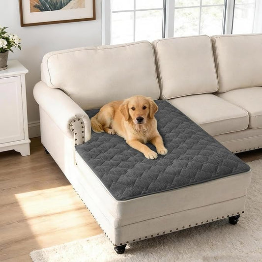 H.VERSAILTEX Couch Cover Chenille Pet Fuzzy Sofa Covers for 2 Cushion Couch and Chaise Anti Slip Washable Sofa Slipcovers Soft Couch Protector Cover for Dogs Cats Kids(40" x 50", Grey) by HVERSAILTEX