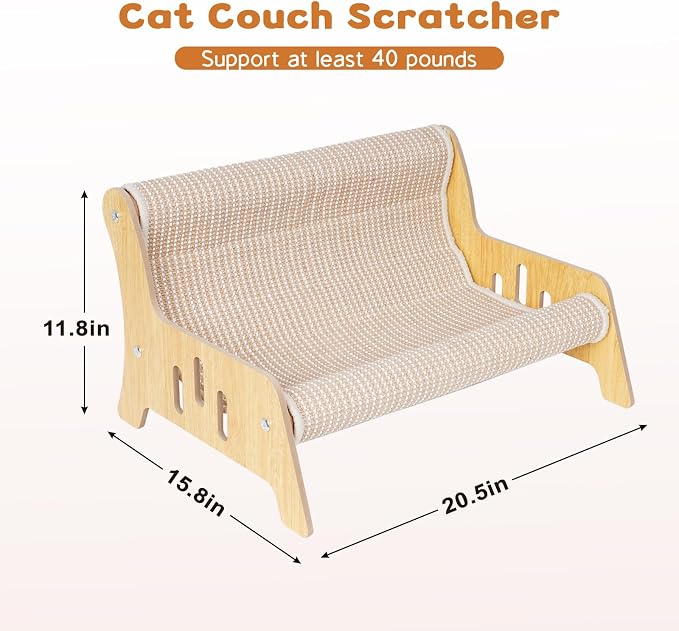 Sisal Cat Scratcher Sofa, Durable Frame Cat Couch Scratcher for Indoor Cats, Mess-Free No Shedding Cat Scratcher Bed, Multi-Functional Lounge for Scratching & Playing, Easy Assembly Furniture - Image 4