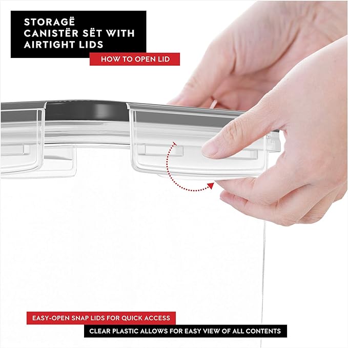 DWËLLZA KITCHEN Flour Sugar Storage Containers Set of 4; 3.6L Plastic Airtight Food Storage Containers with Lids for Kitchen Pantry Organization and Storage - Dry Food Containers, Labels & Marker - Image 5