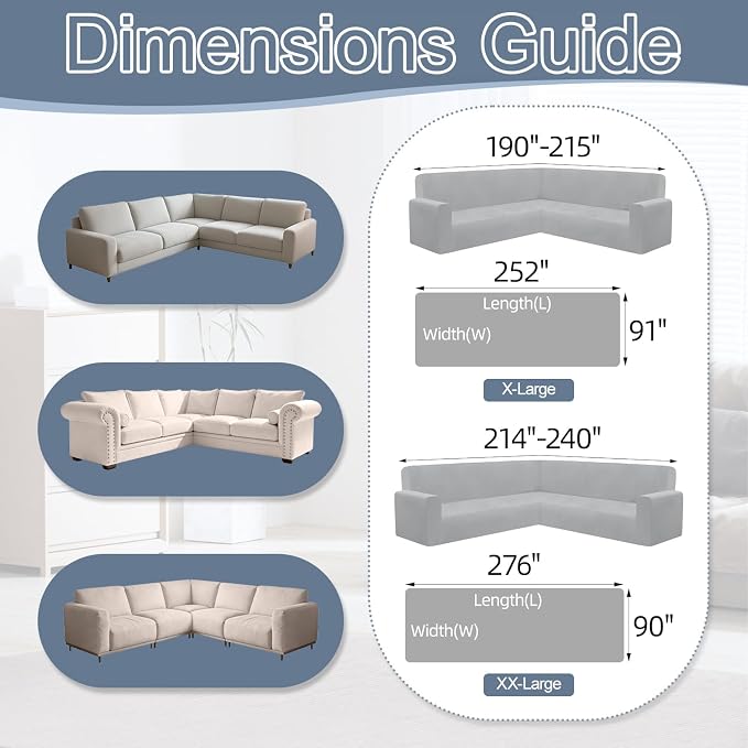1OO% Waterproof Sectional Couch Covers for Dogs L Shaped Corner Sofa Cover Washable Chenille Sofa Slipcovers Blanket Modern Jacquard Pet Furniture Protector (91"x252", Navy Wave) - Image 2