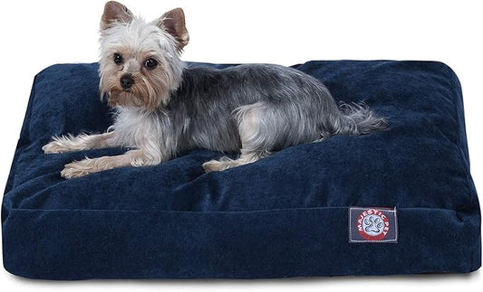 Majestic Pet Villa Rectangle Dog Bed Washable – Non Slip Comfy Pet Bed – Crate Bed with Removable Washable Cover – Kennel Bed for Sleeping, Polyester Fiber, Small, Navy by MajesticPet